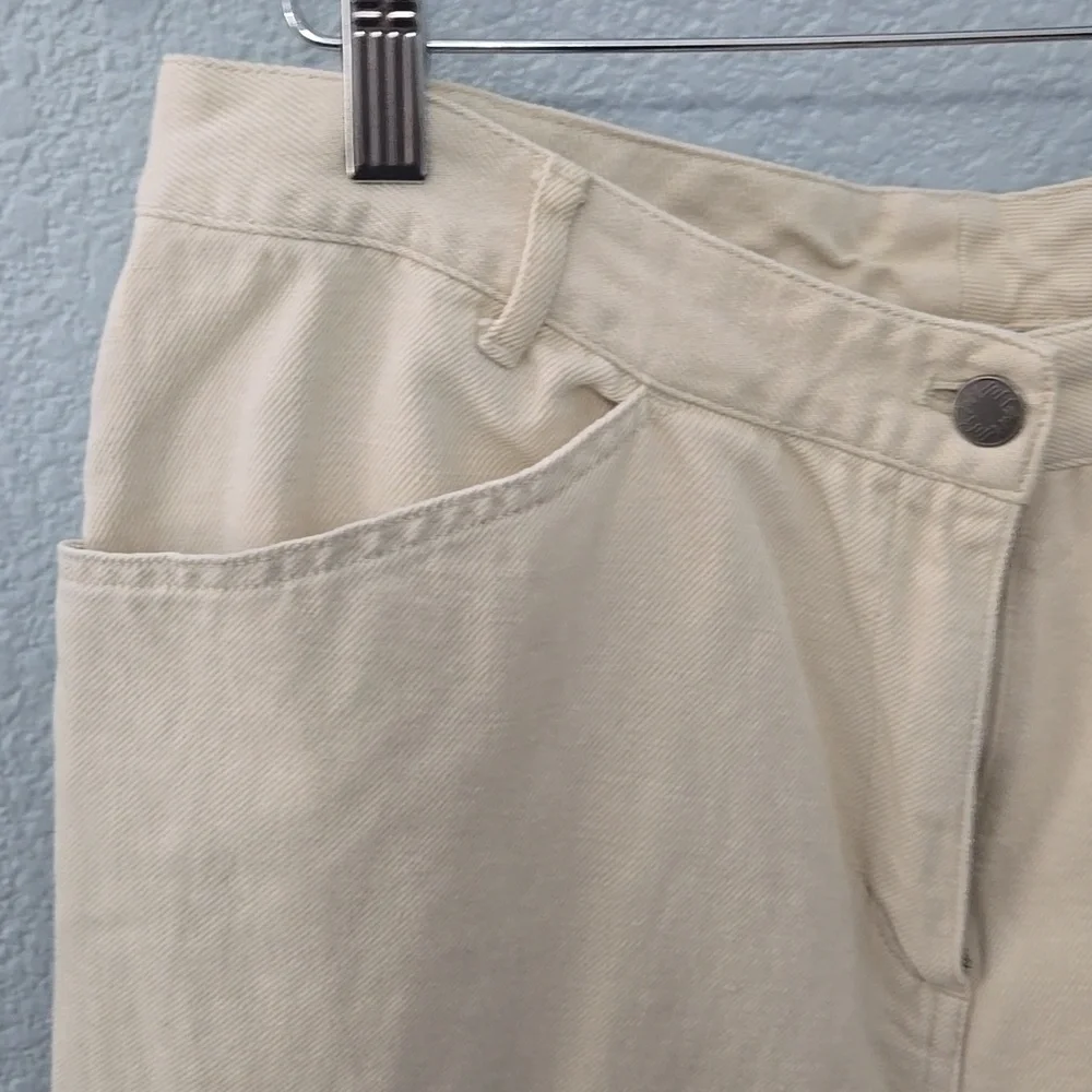 J. JILL Cream Wide Leg Denim Cotton Linen Blend Cropped Jeans Pants Sz 14